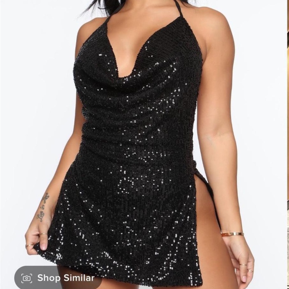 Fashion Nova Black Sequin Mini Dress